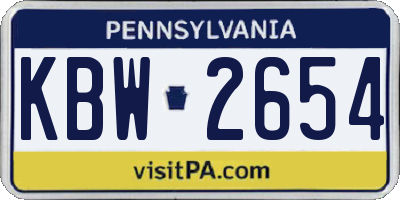 PA license plate KBW2654