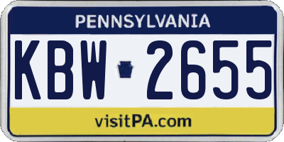 PA license plate KBW2655