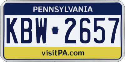 PA license plate KBW2657