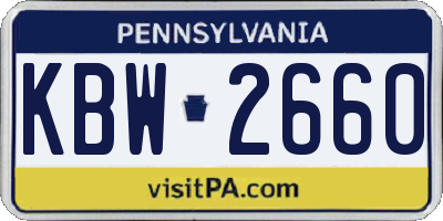 PA license plate KBW2660
