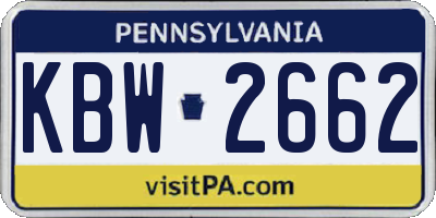 PA license plate KBW2662