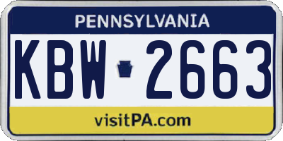 PA license plate KBW2663