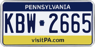 PA license plate KBW2665