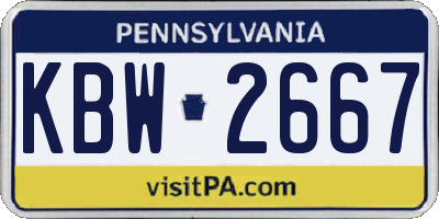 PA license plate KBW2667