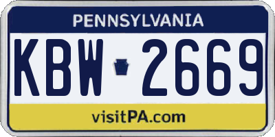 PA license plate KBW2669