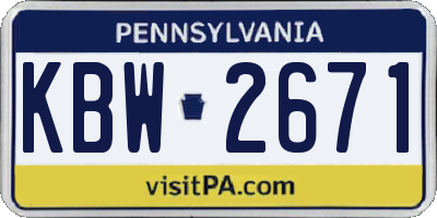 PA license plate KBW2671