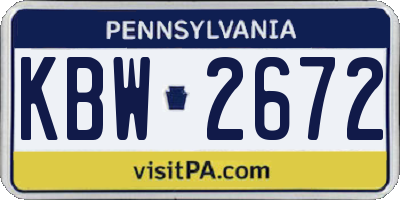 PA license plate KBW2672