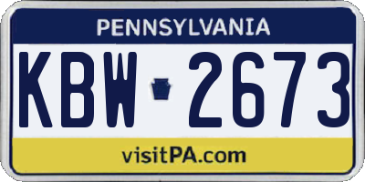 PA license plate KBW2673