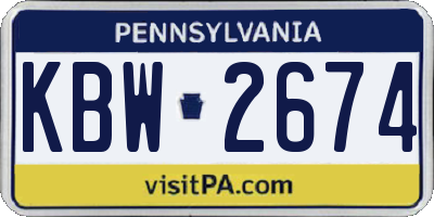 PA license plate KBW2674