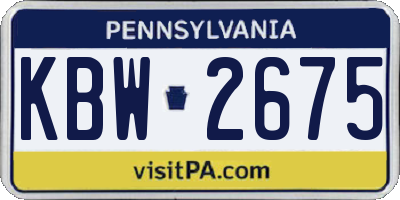 PA license plate KBW2675