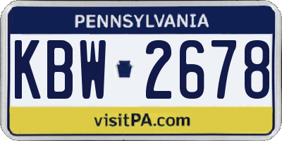 PA license plate KBW2678