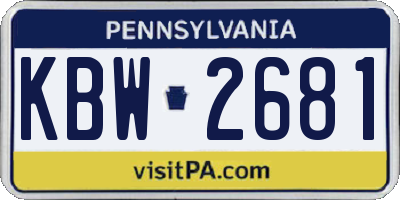 PA license plate KBW2681