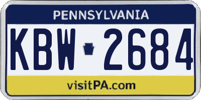 PA license plate KBW2684