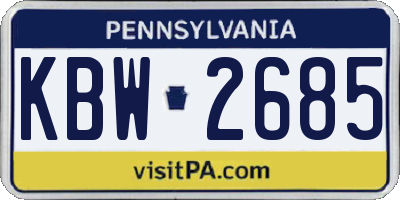 PA license plate KBW2685