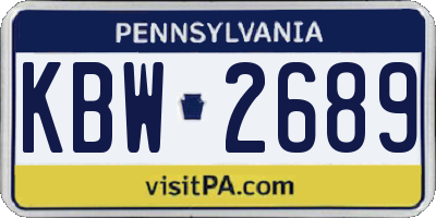 PA license plate KBW2689