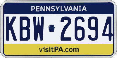 PA license plate KBW2694