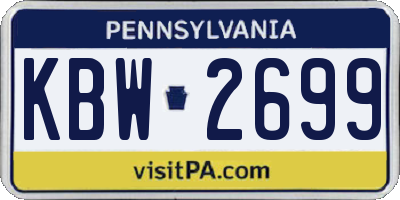 PA license plate KBW2699