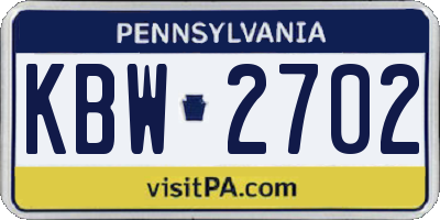 PA license plate KBW2702