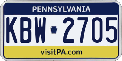 PA license plate KBW2705