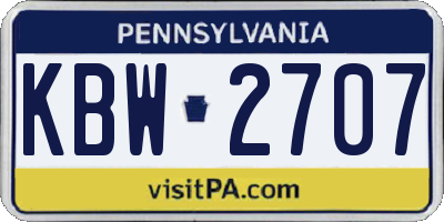 PA license plate KBW2707