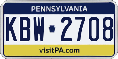 PA license plate KBW2708
