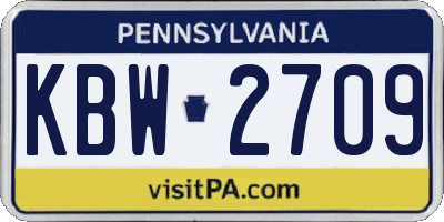 PA license plate KBW2709