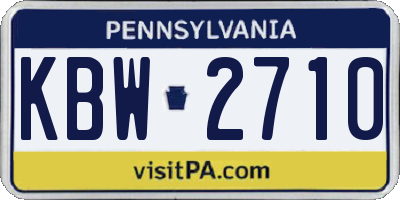 PA license plate KBW2710