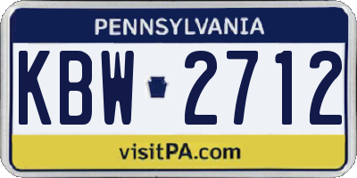 PA license plate KBW2712