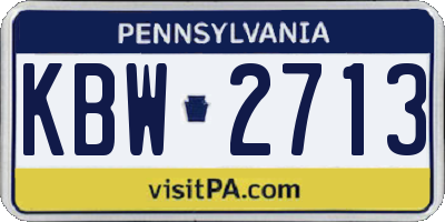 PA license plate KBW2713