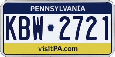 PA license plate KBW2721