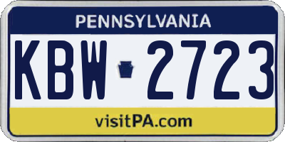 PA license plate KBW2723