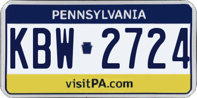 PA license plate KBW2724