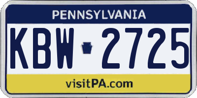PA license plate KBW2725