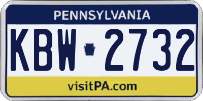 PA license plate KBW2732
