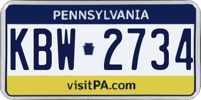 PA license plate KBW2734