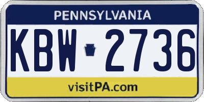 PA license plate KBW2736