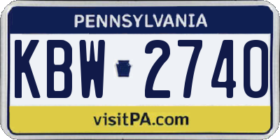 PA license plate KBW2740