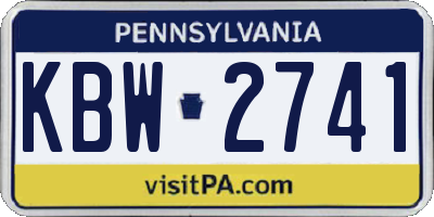 PA license plate KBW2741