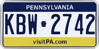 PA license plate KBW2742