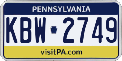 PA license plate KBW2749