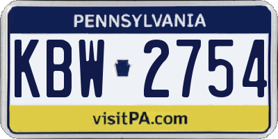 PA license plate KBW2754