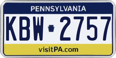 PA license plate KBW2757