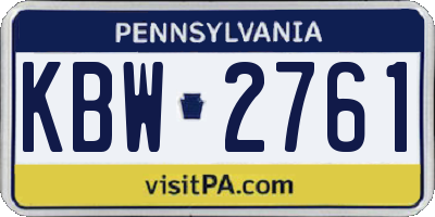 PA license plate KBW2761