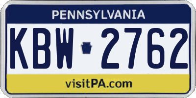 PA license plate KBW2762