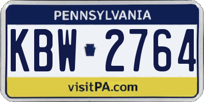 PA license plate KBW2764