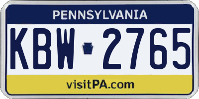 PA license plate KBW2765
