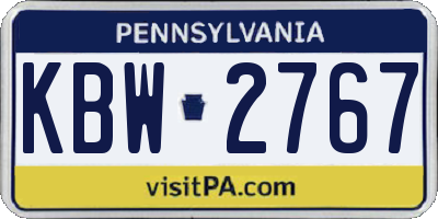 PA license plate KBW2767
