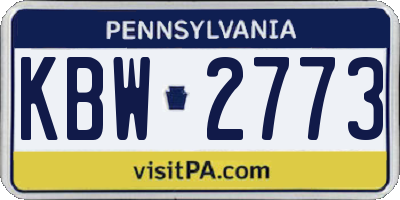 PA license plate KBW2773