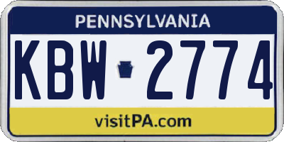 PA license plate KBW2774