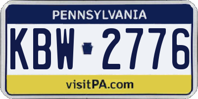 PA license plate KBW2776